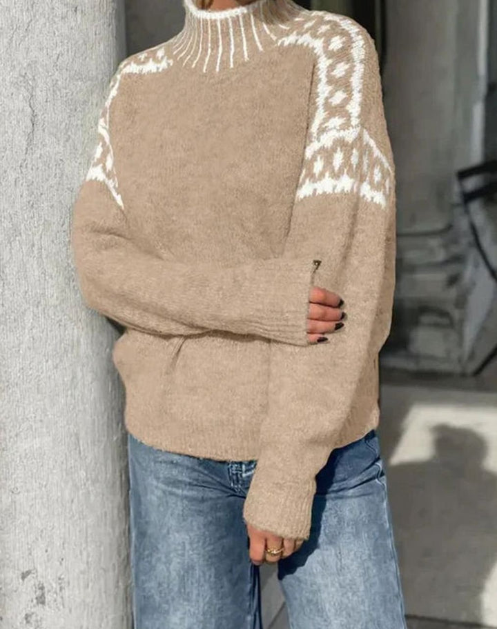 Women's Fair Isle Turtleneck Relaxed-Fit Knit Sweater