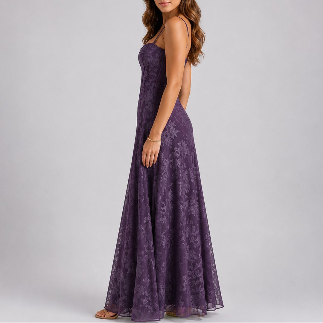 Women's Fall Wedding Guest Dresses Floral Corset Maxi Dress