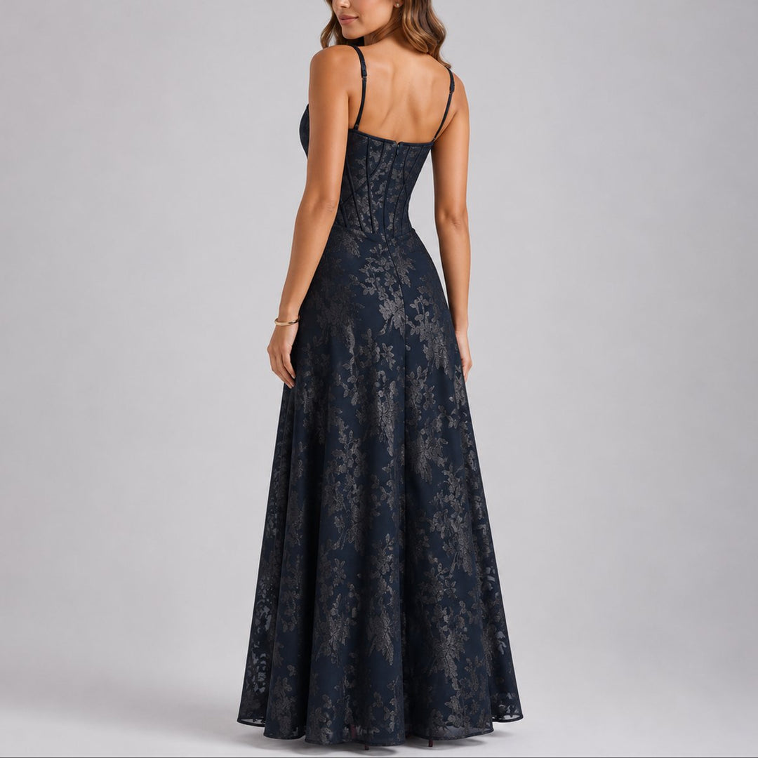 Women's Fall Wedding Guest Dresses Floral Corset Maxi Dress