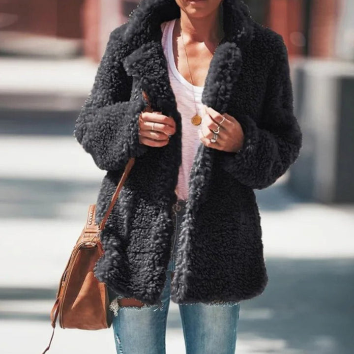 Women's Faux Fur Coat Fluffy Teddy Open-Front Jacket - Dark Gray