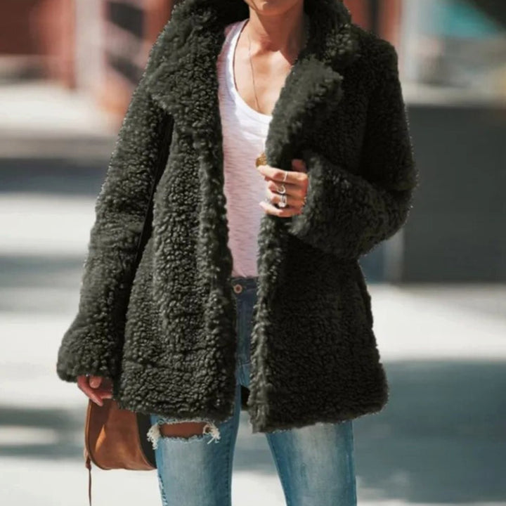 Women's Faux Fur Coat Fluffy Teddy Open-Front Jacket - Green