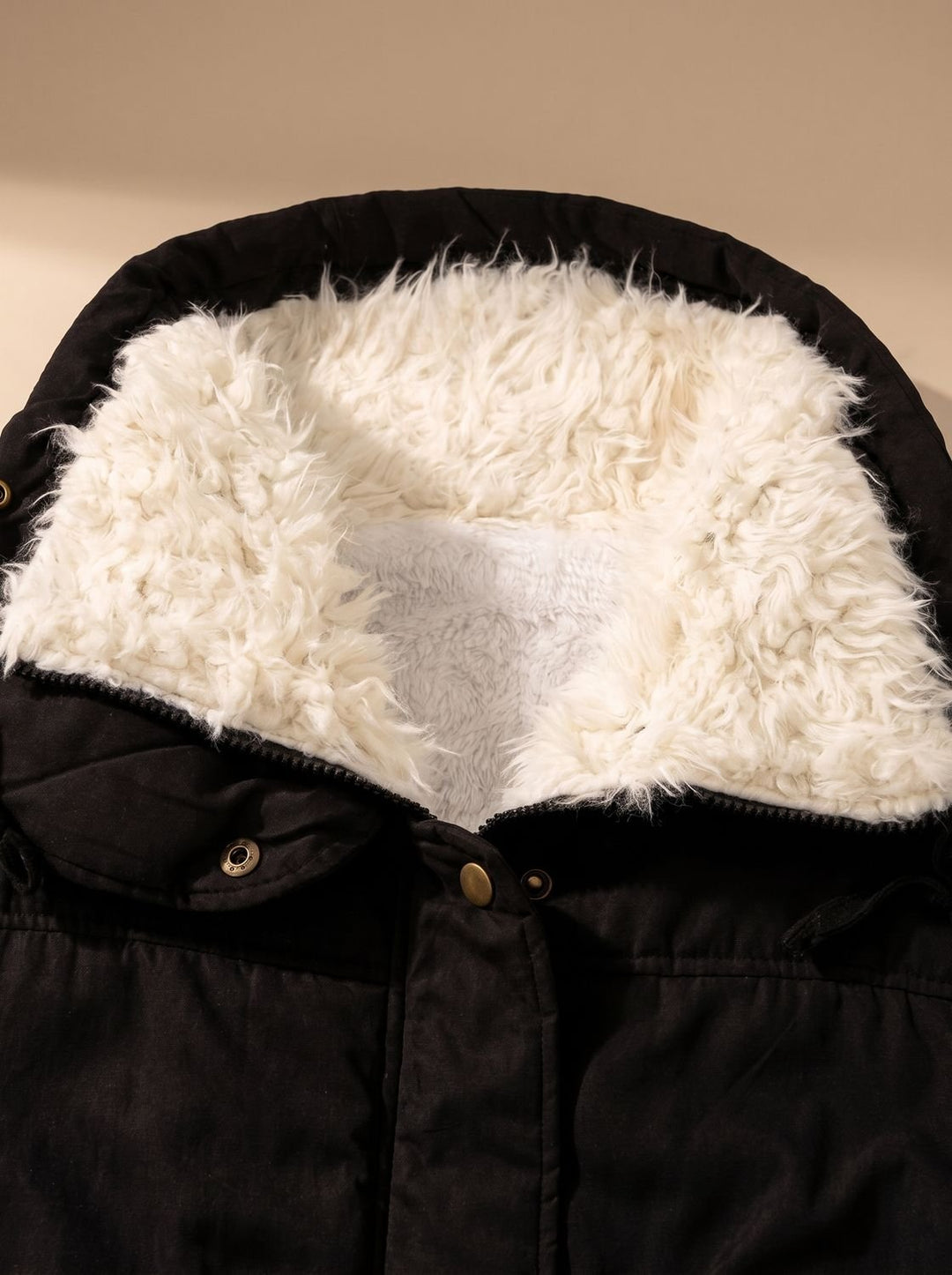 Women's Faux-Fur Collar Drawstring Waist Winter Parka Coat
