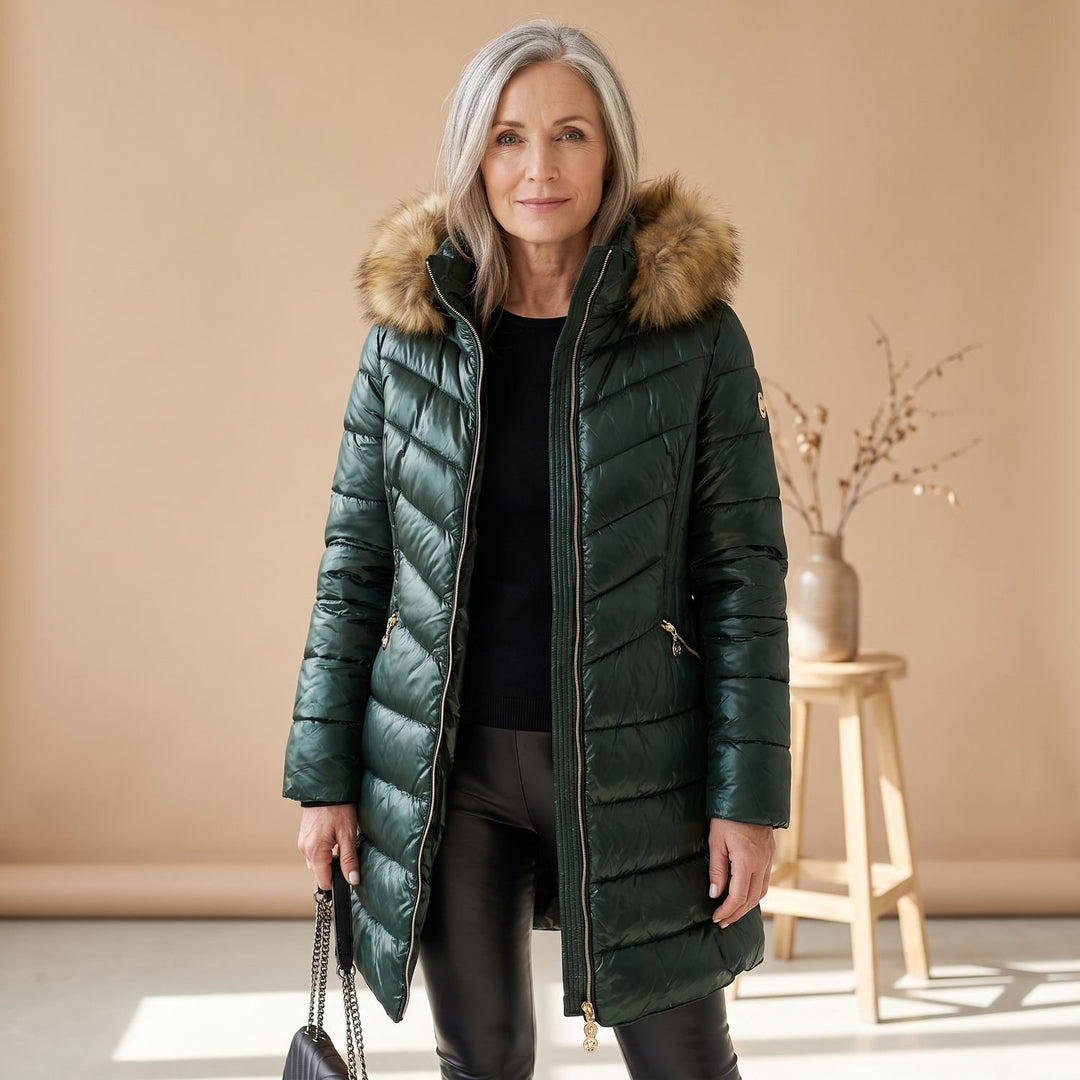 Women's Faux Fur Collar Quilted Puffer Coat