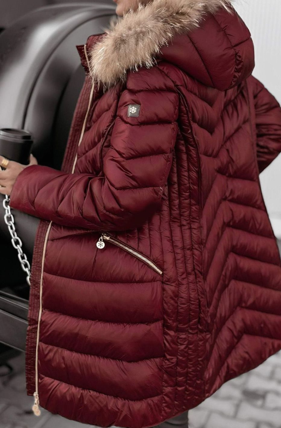 Women's Faux Fur Collar Quilted Puffer Coat