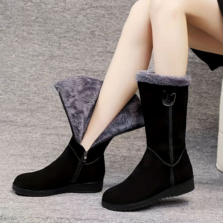 Women's Faux-Fur Cuffed Slip-On Mid-Calf Snow Boots