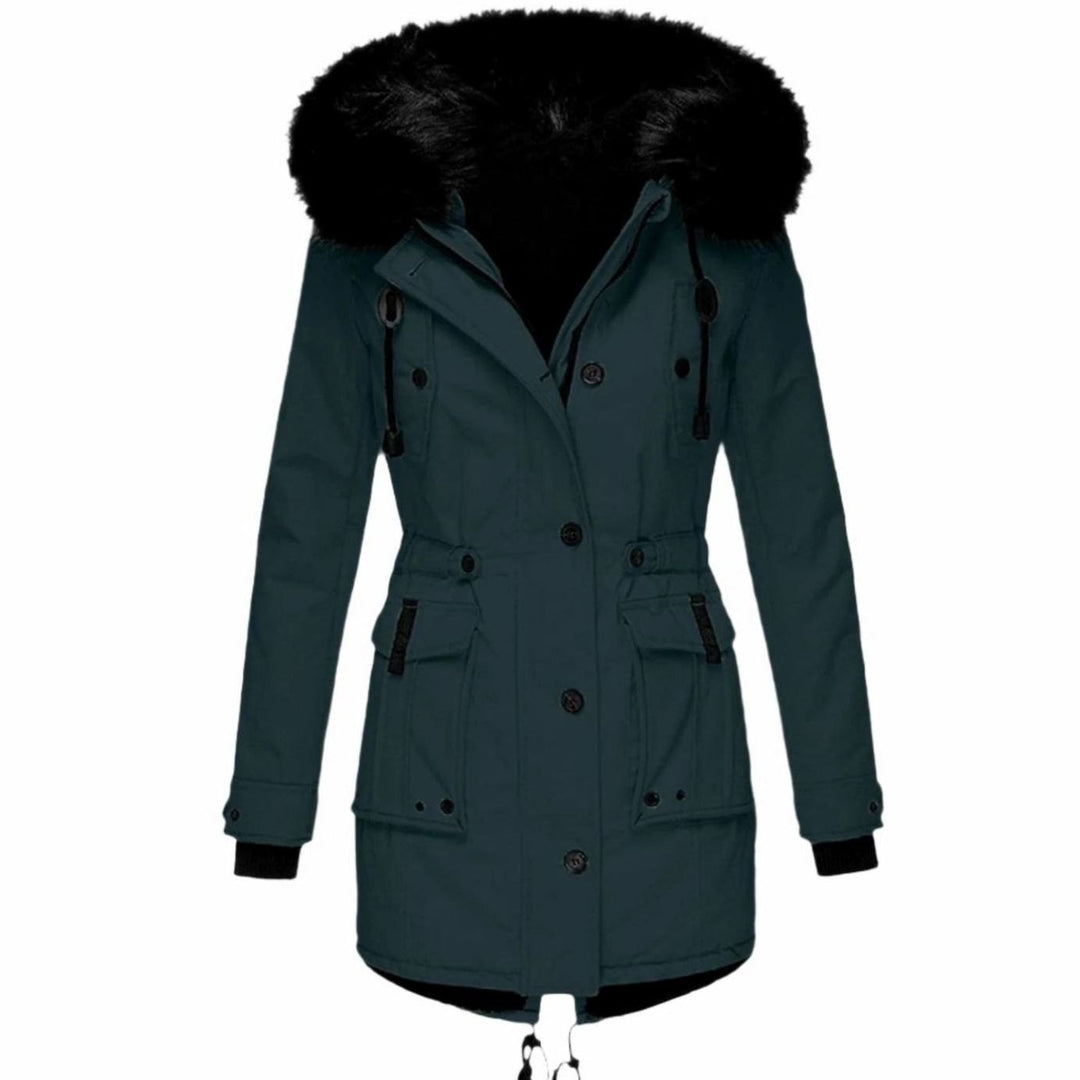 Women's Faux Fur Hood Fitted Parka Winter Coat