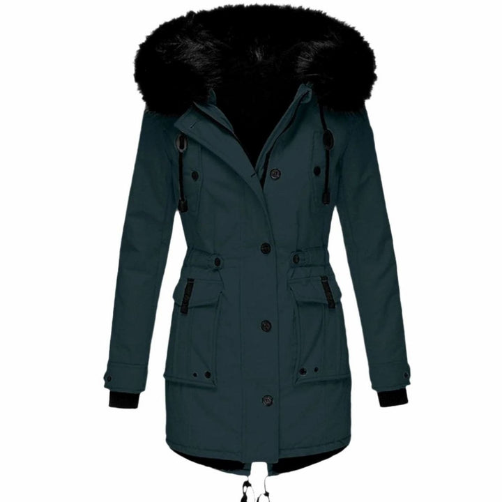 Women's Faux Fur Hood Fitted Parka Winter Coat