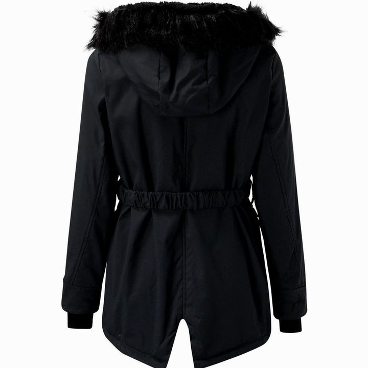 Women's Faux Fur Hood Fitted Parka Winter Coat