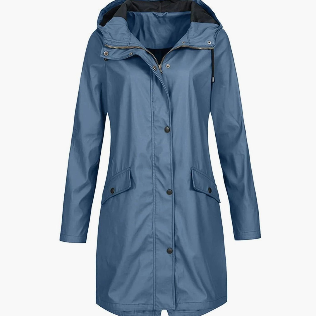 Women's Faux Fur-Lined Hooded Longline Winter Coat - Blue