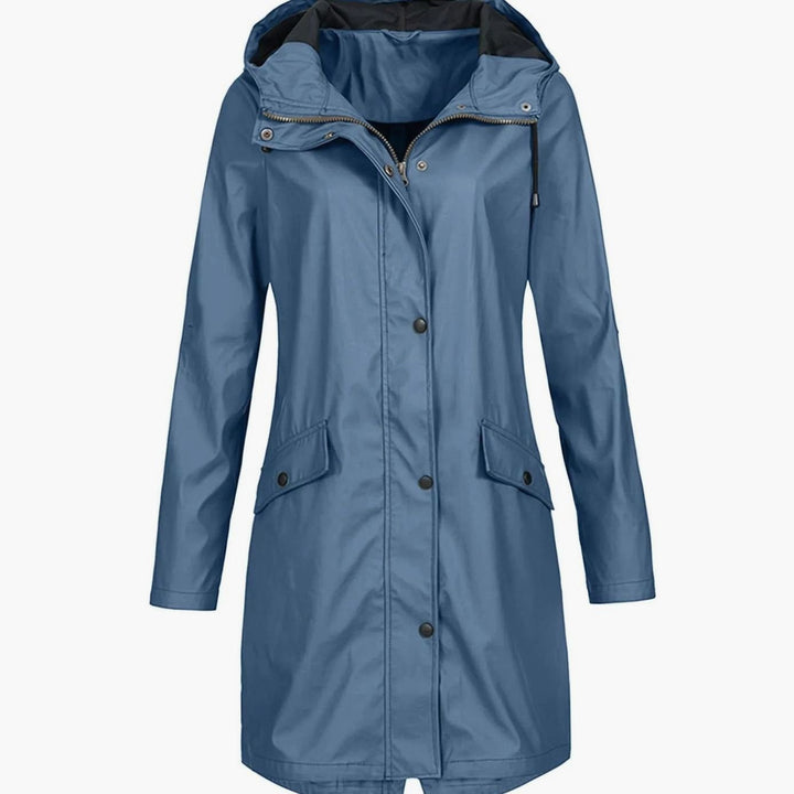 Women's Faux Fur-Lined Hooded Longline Winter Coat - Blue