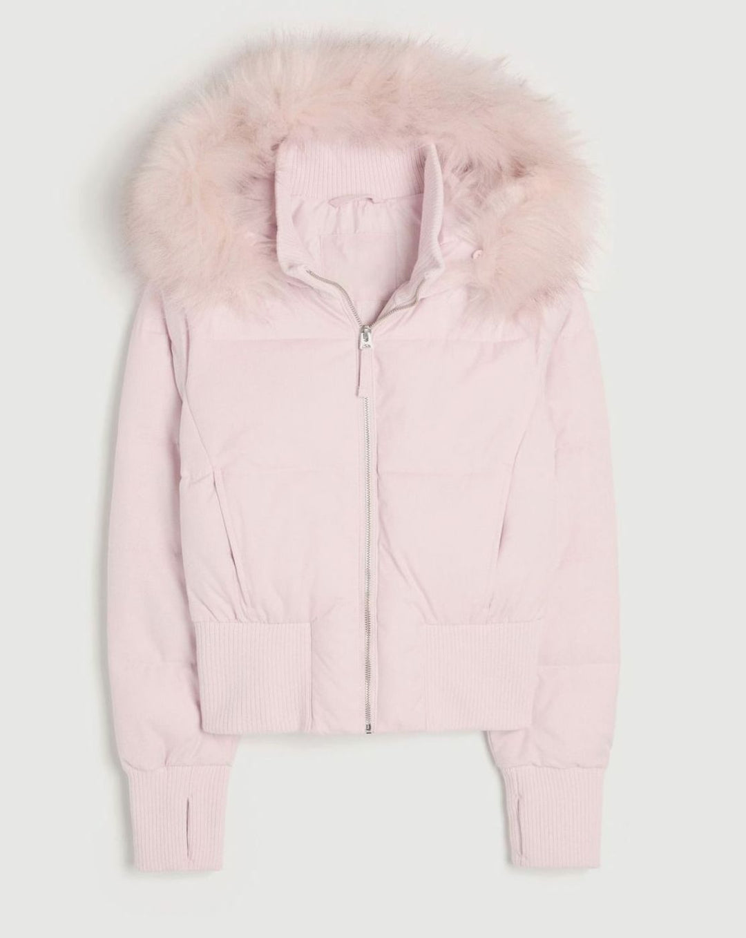 Women's Faux-Fur Trim Cropped Puffer Hooded Jacket - Pink
