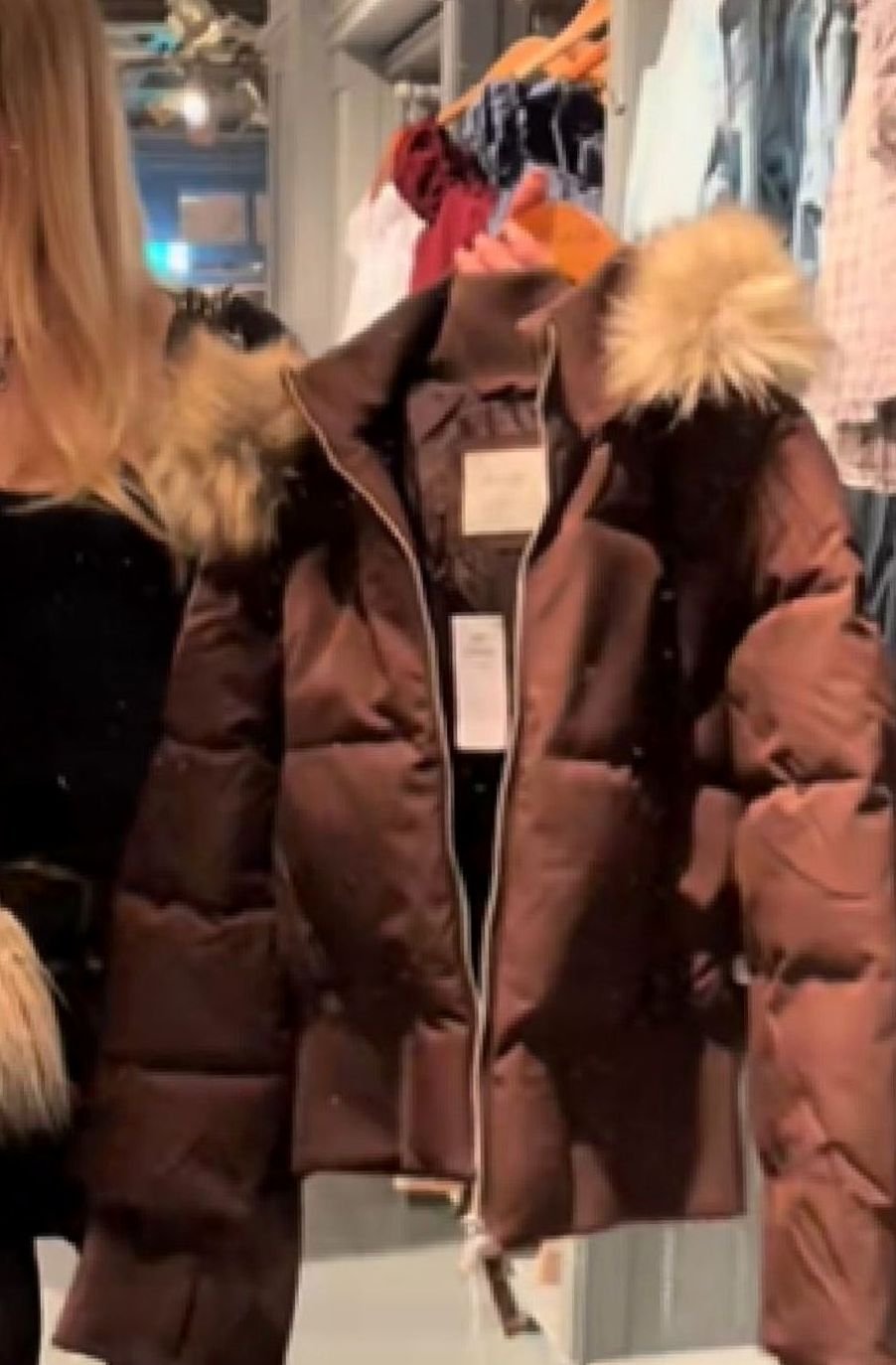Women's Faux-Fur Trim Cropped Puffer Hooded Jacket - Brown