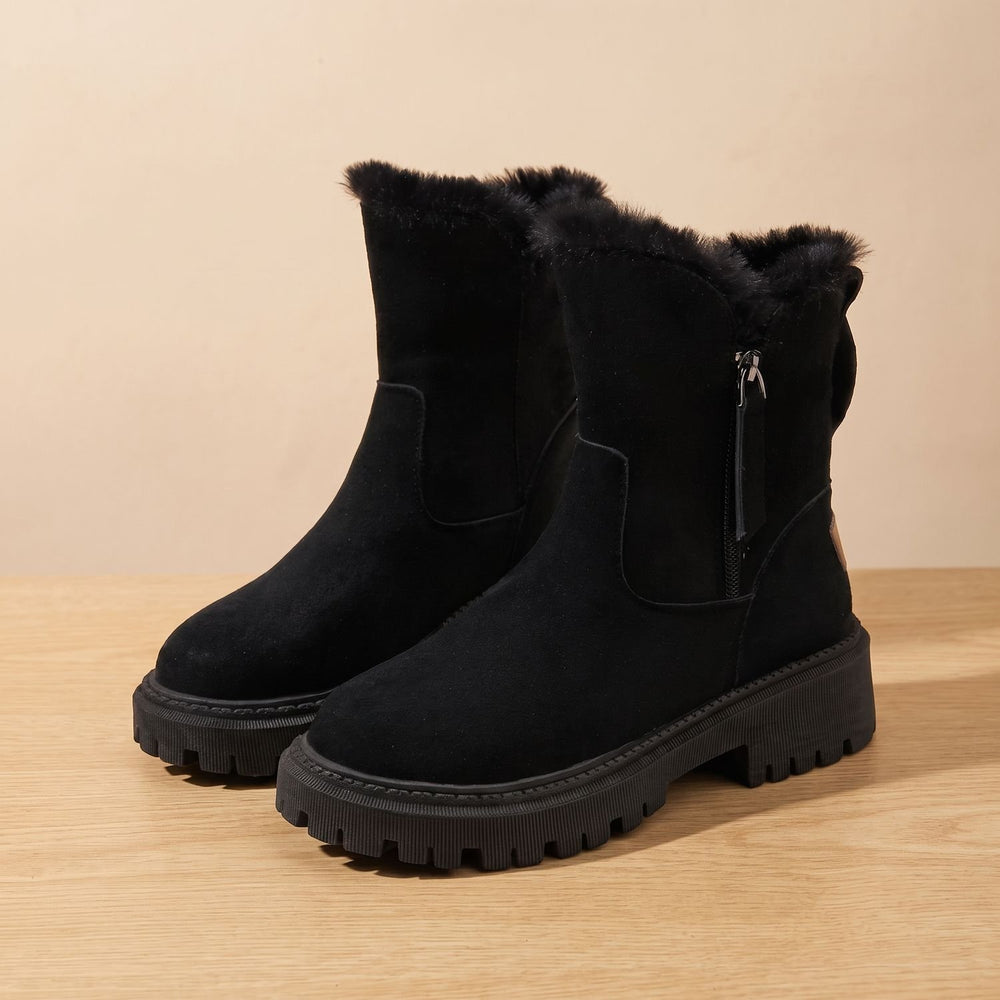Women's Faux Fur-Trim Suede-Look Winter Ankle Boots