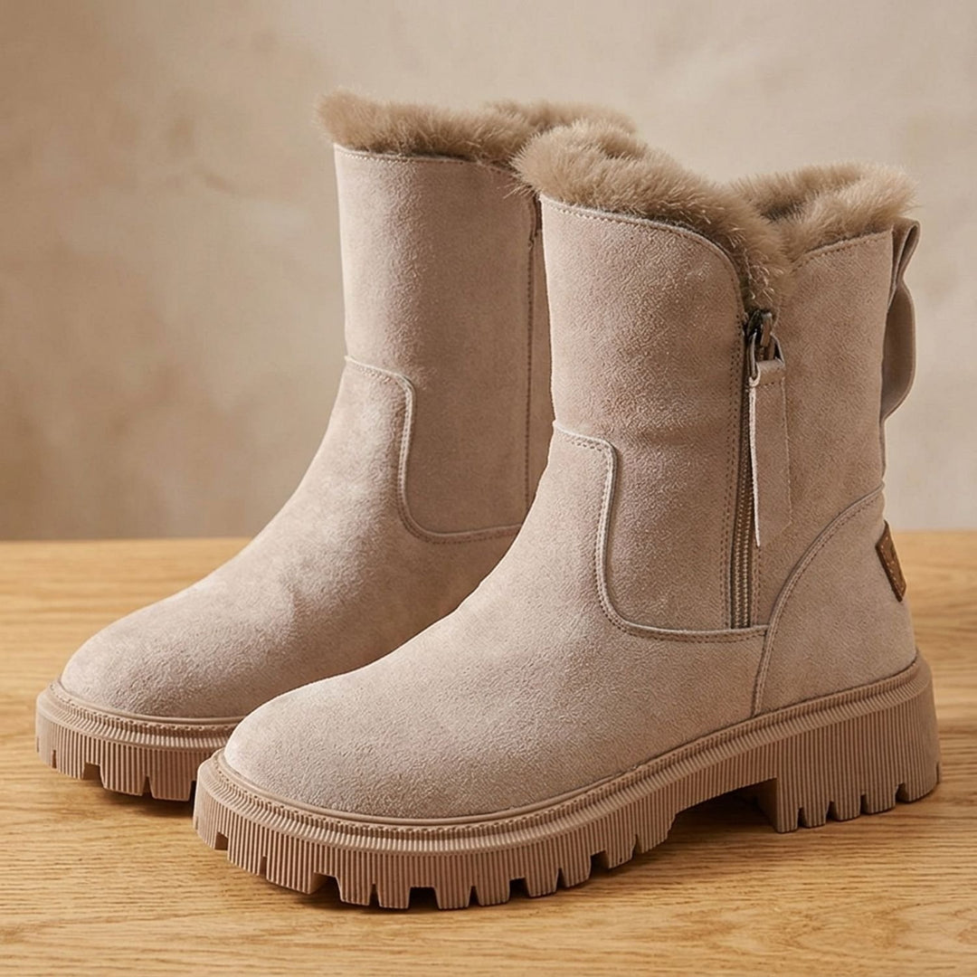 Women's Faux Fur-Trim Suede-Look Winter Ankle Boots