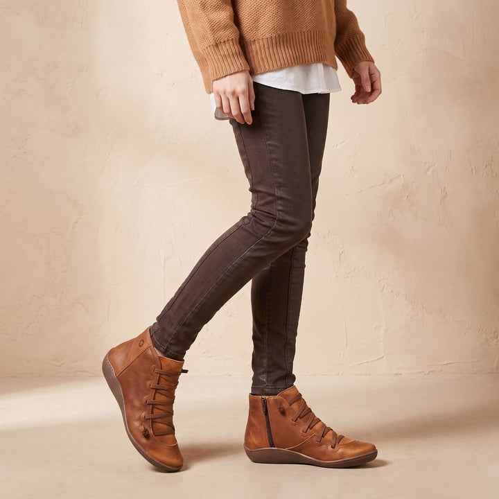 Women's Faux Leather Side-Zip Lace-Up Ankle Boots