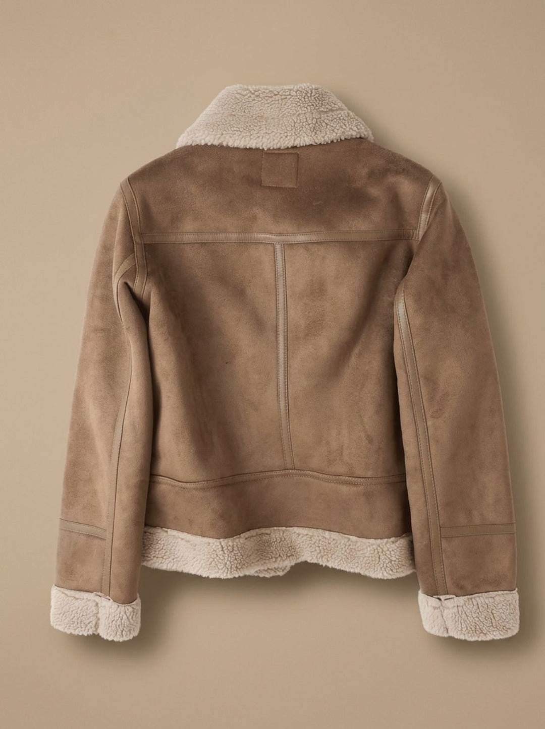 Women's Faux Shearling Aviator Jacket Belted Asymmetric-Zip