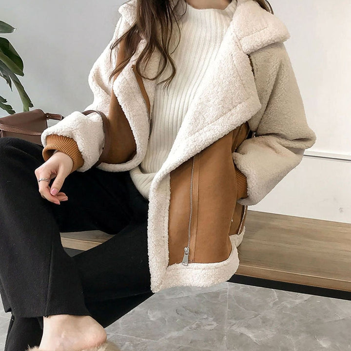 Women's Faux Shearling Relaxed-Fit Zip-Up Oversized Coat