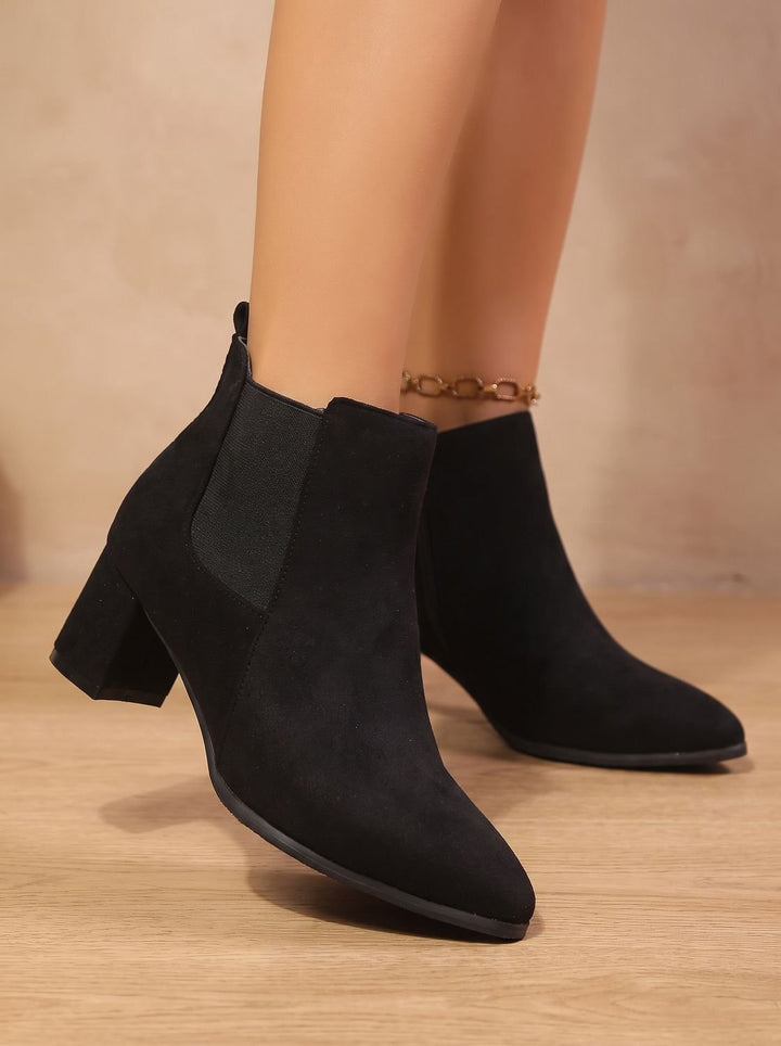 Women's Faux Suede Block-Heel Side-Zip Ankle Boots