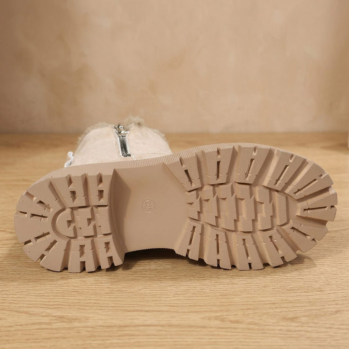Women's Faux-Suede Slip-On Fleece-Lined Ankle Boots Platform