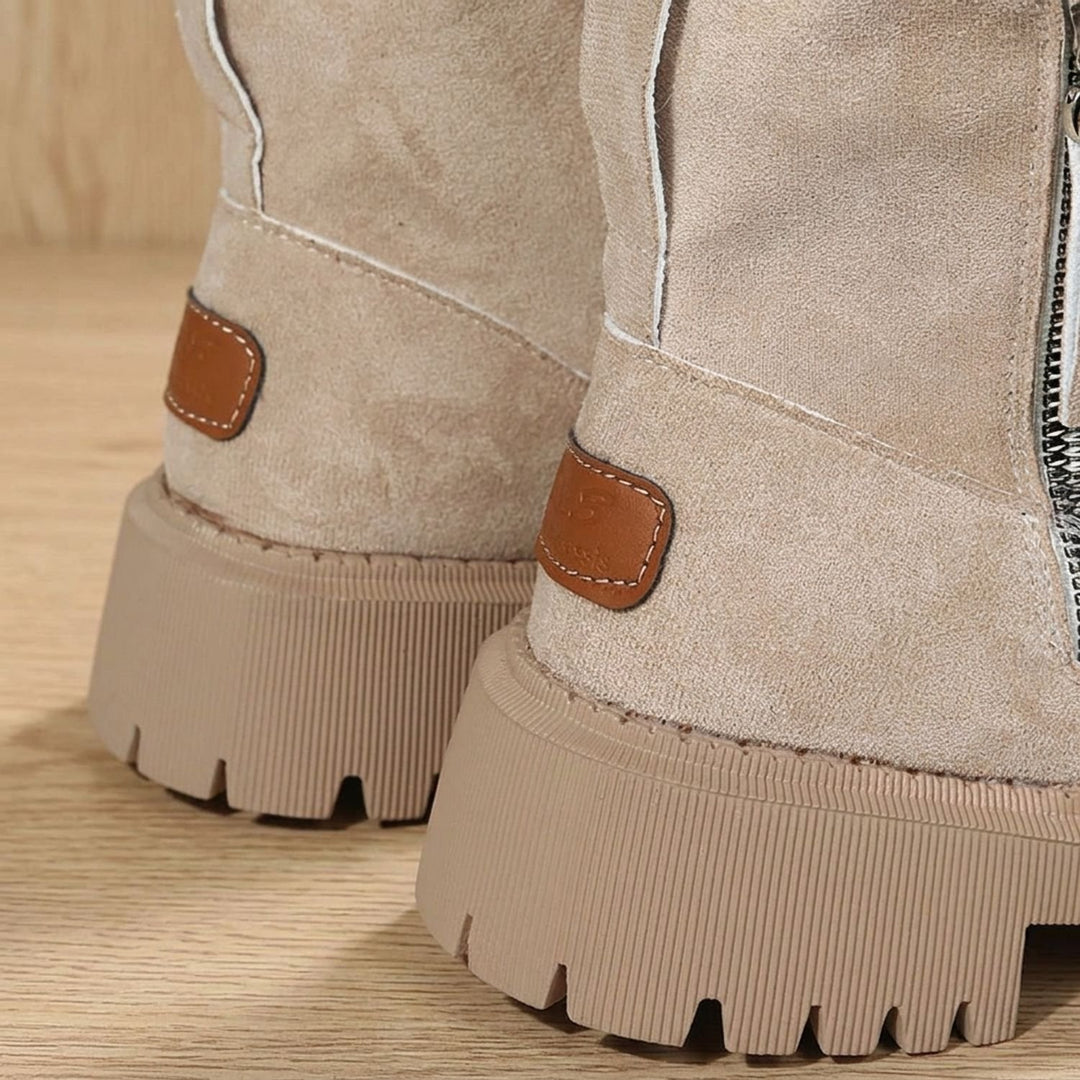 Women's Faux-Suede Slip-On Fleece-Lined Ankle Boots Platform