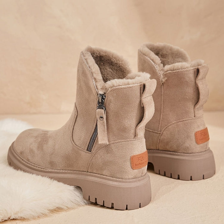 Women's Faux-Suede Slip-On Fleece-Lined Ankle Boots Platform