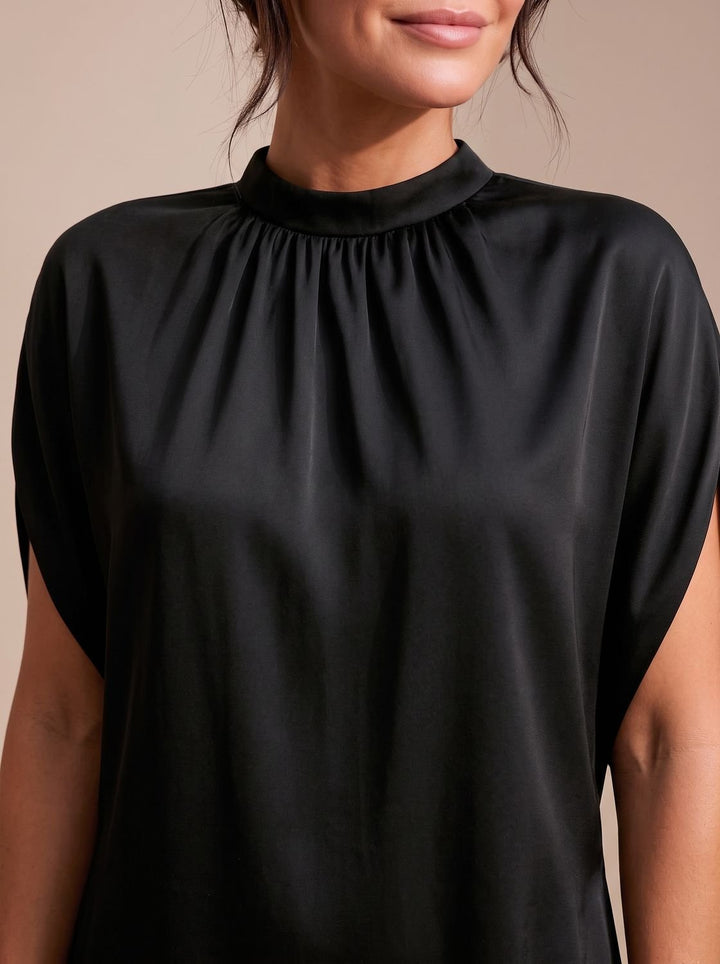 Women's Figure Flattering Mock-Neck Slit-Sleeve Mini Dress