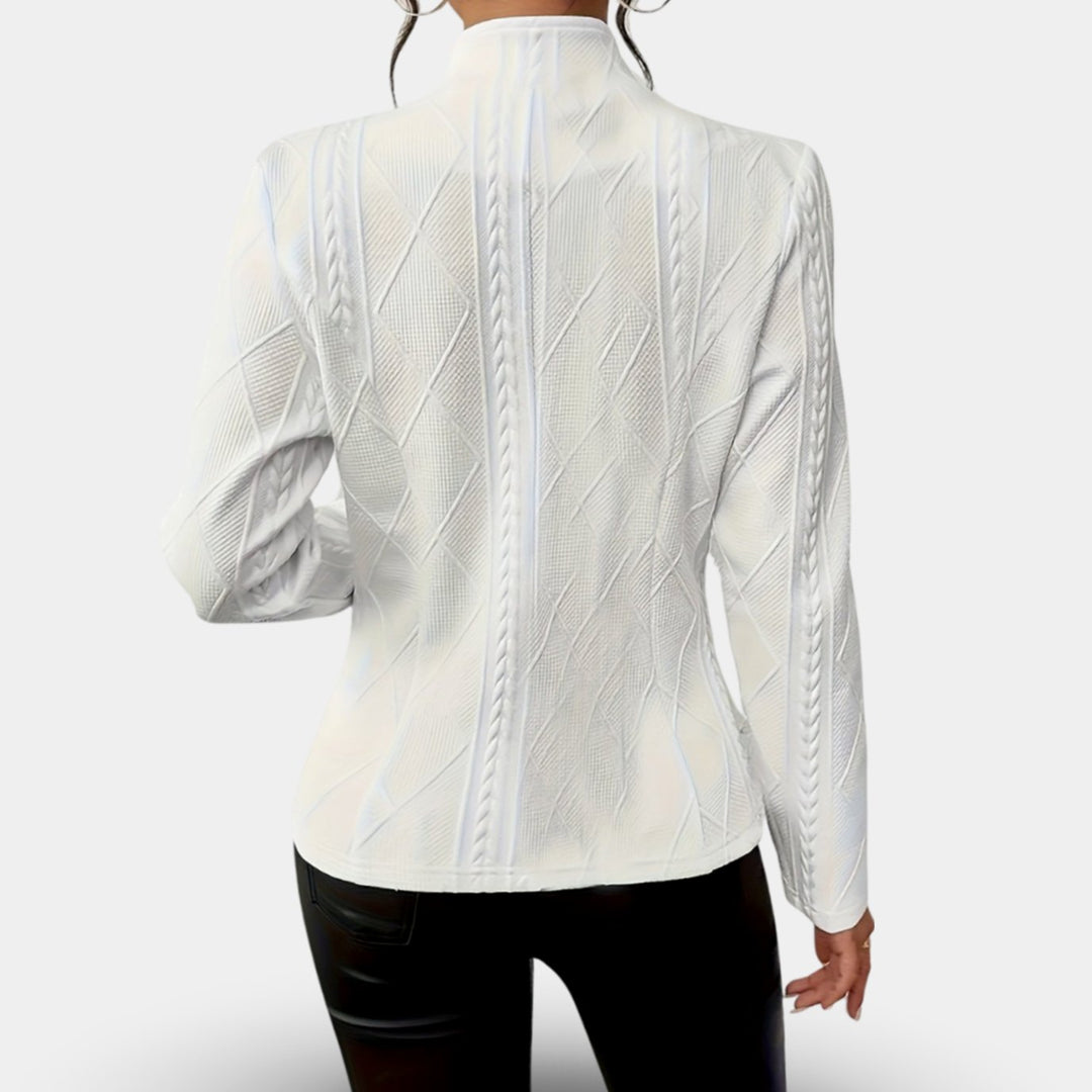 Women's Fitted Cable-Knit Geometric Button-Front Blazer