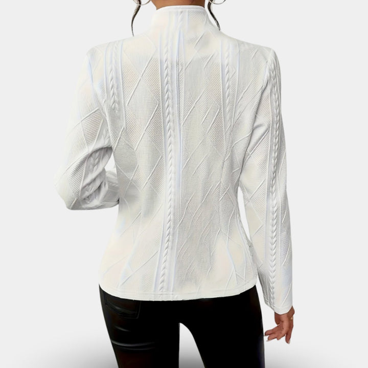 Women's Fitted Cable-Knit Geometric Button-Front Blazer