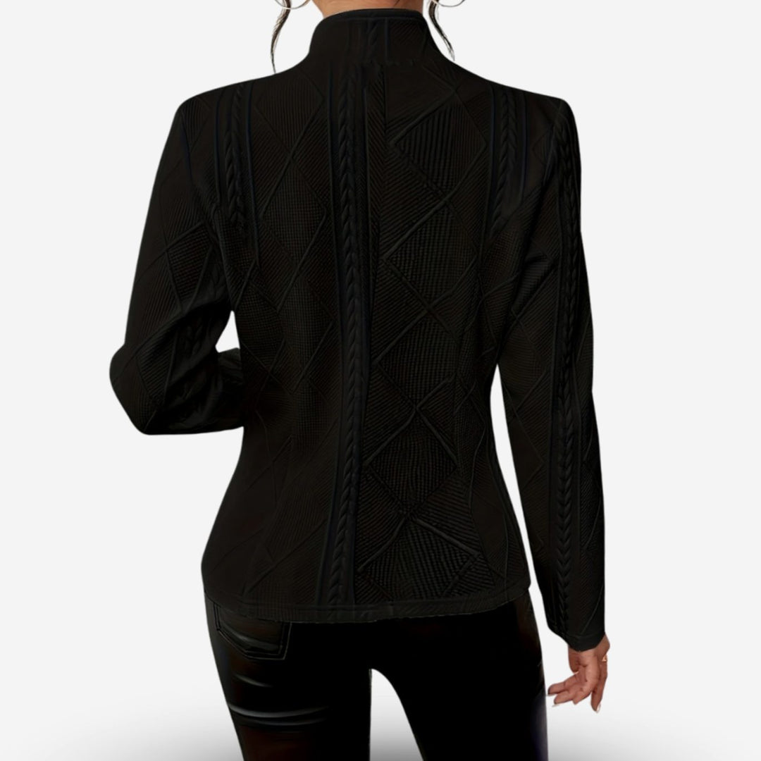 Women's Fitted Cable-Knit Geometric Button-Front Blazer