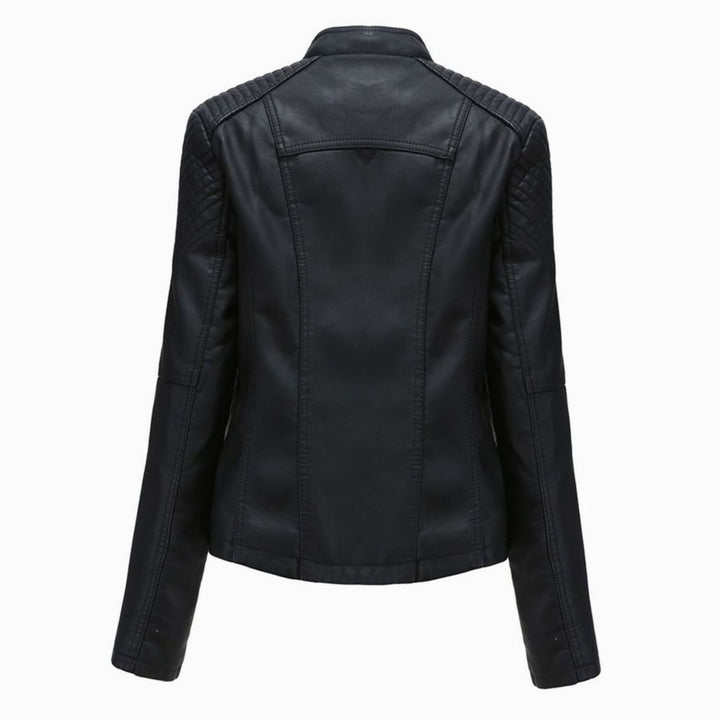 Women's Fitted Faux Leather Zipper Front Jacket