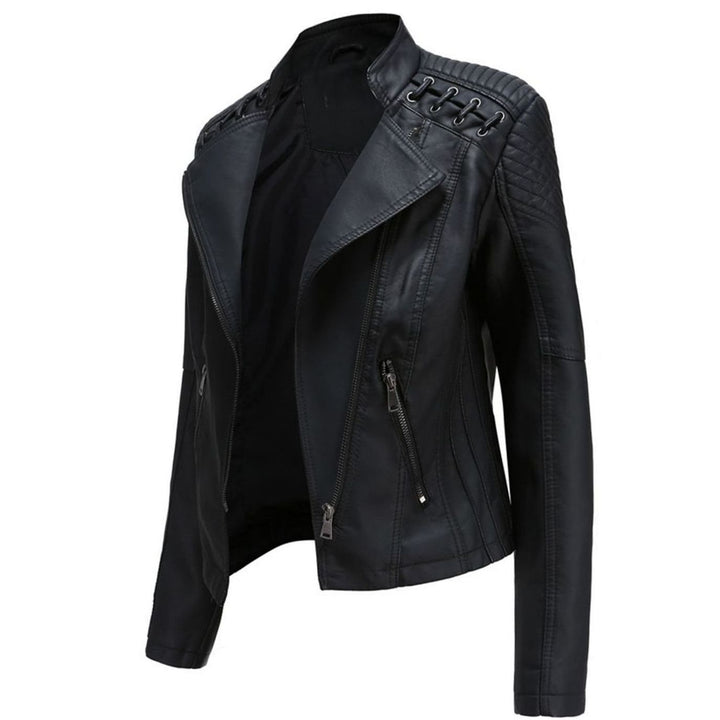 Women's Fitted Faux Leather Zipper Front Jacket