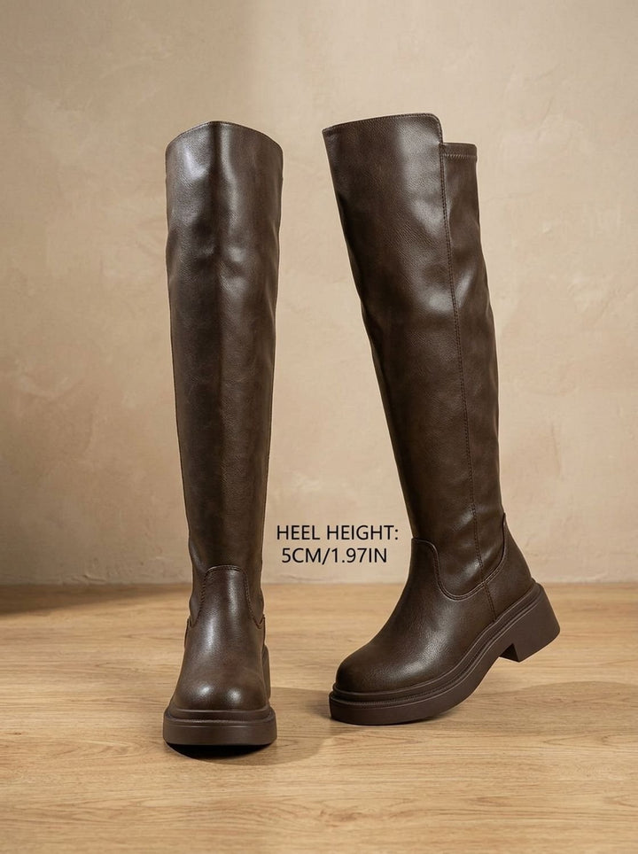 Women's Flat Over-the-Knee Side-Zip Stretch-Back Boots