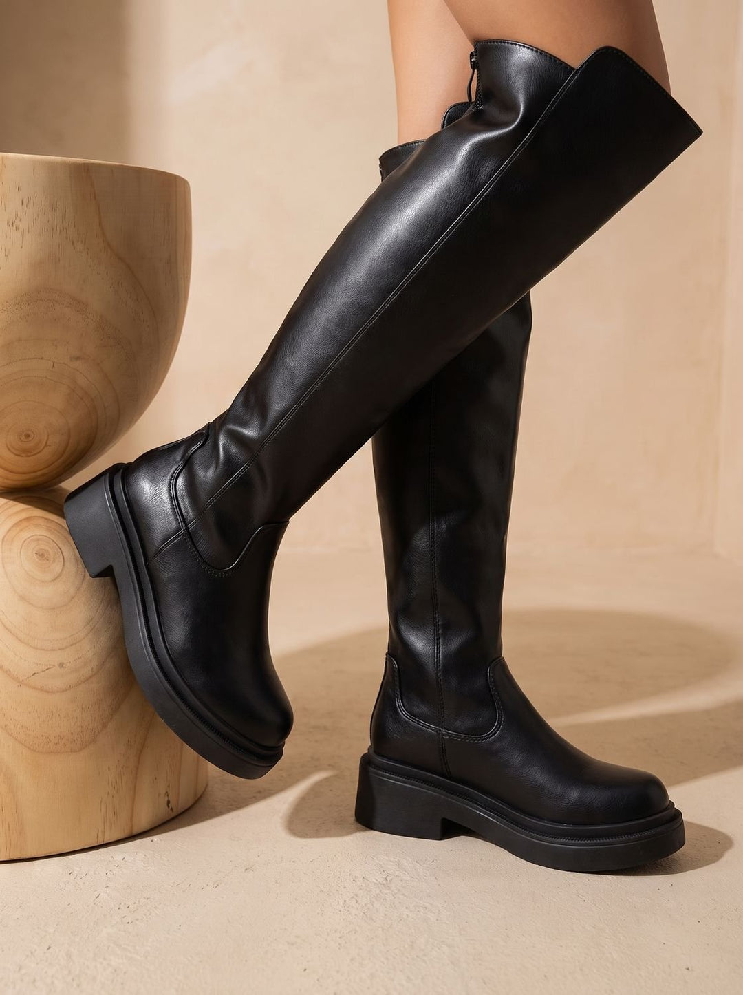 Women's Flat Over-the-Knee Side-Zip Stretch-Back Boots