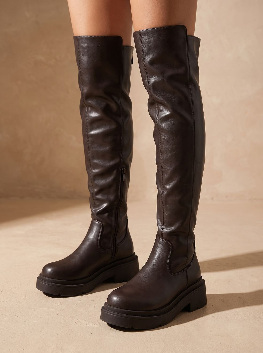 Women's Flat Over-the-Knee Side-Zip Stretch-Back Boots