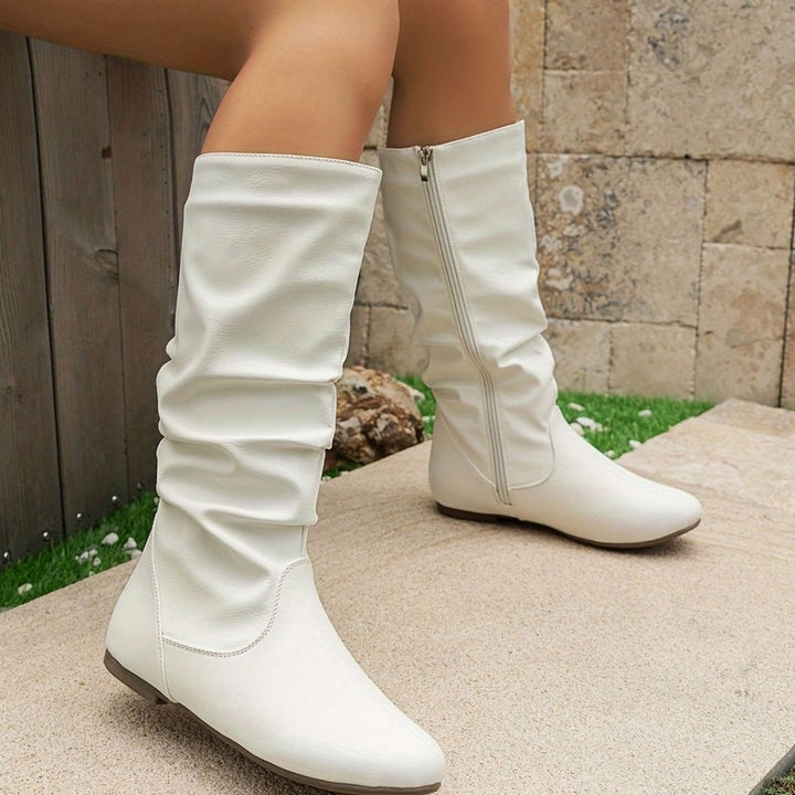 Women's Flat Slouched Mid-Calf Side-Zip Boots