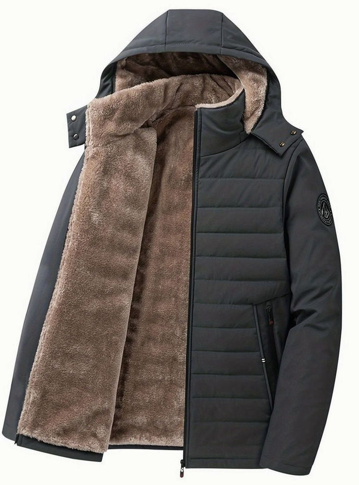 Women's Fleece-Lined Hooded Quilted Jacket Relaxed Fit - Gray