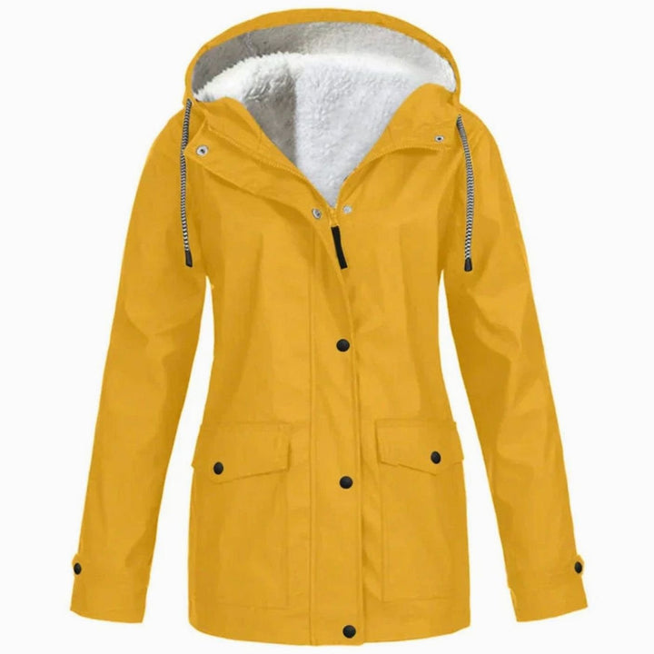 Women's Fleece-Lined Hooded Windproof Parka Jacket - Yellow