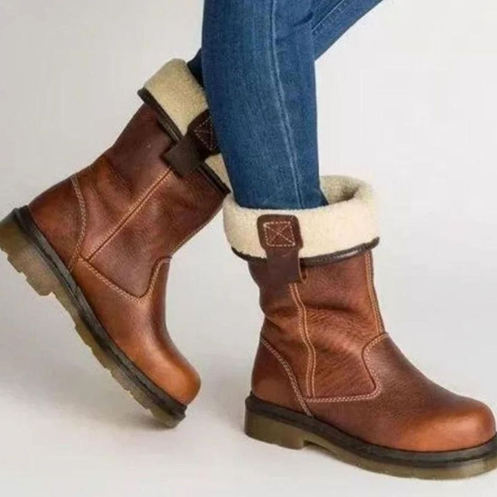 Women's Fleece-Lined Leather Mid-Calf Winter Boots