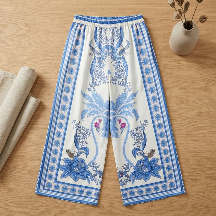 Women's Floral Botanical V-Neck Loose Two Piece Set