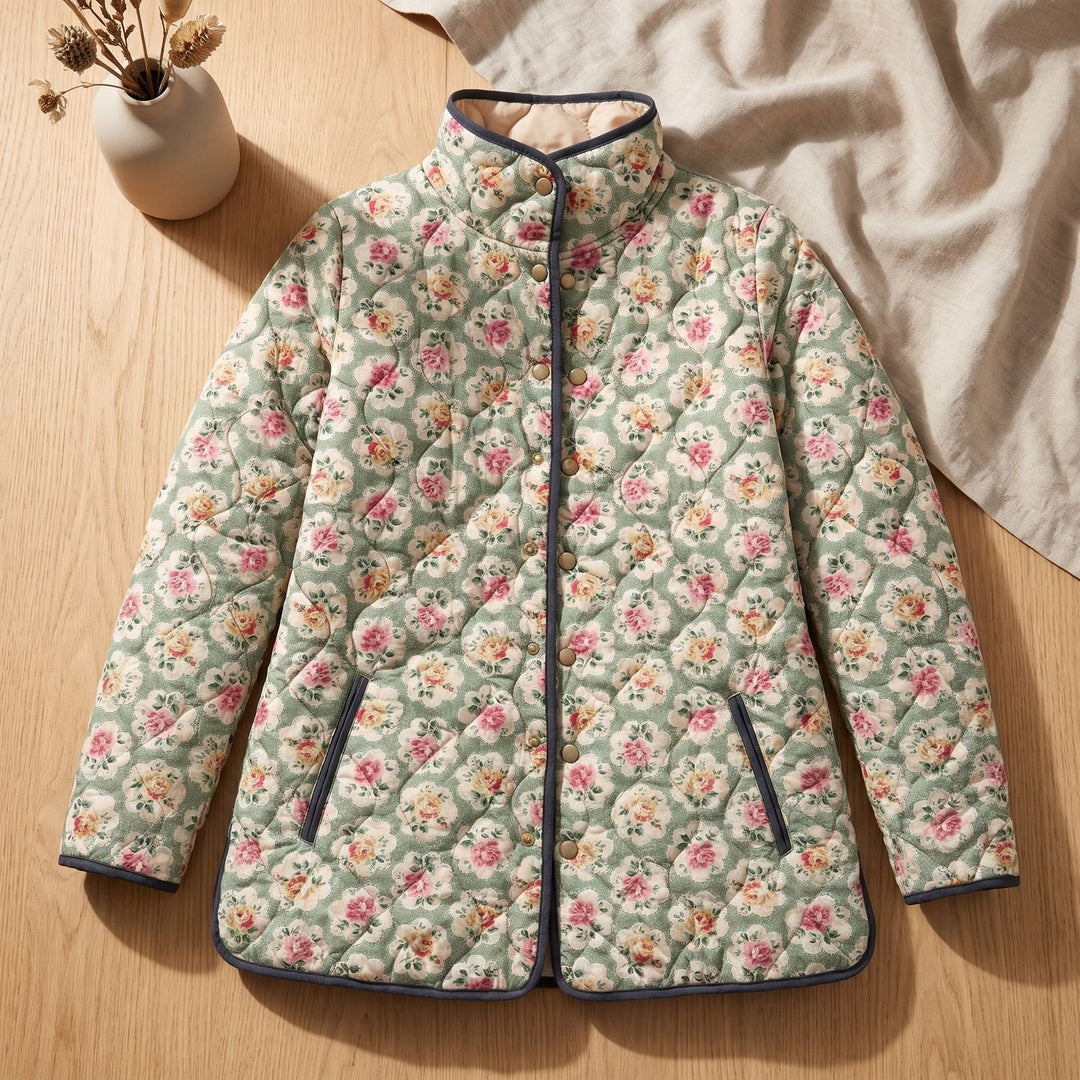 Women's Floral Print Lightweight Quilted Jacket - Multicolor