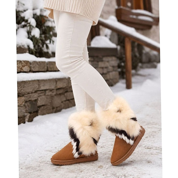 Women's Fluffy Faux-Fur Trim Slip-On Snow Boots