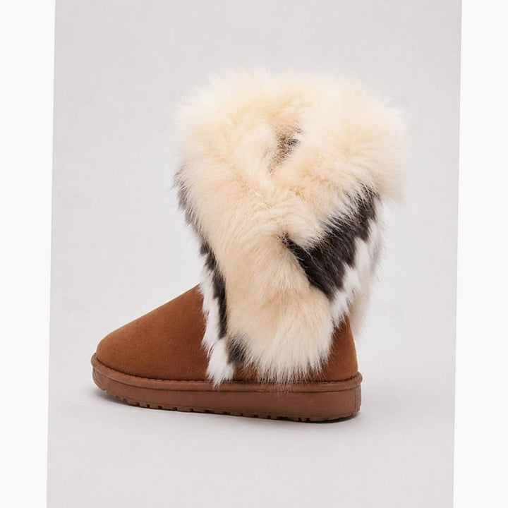 Women's Fluffy Faux-Fur Trim Slip-On Snow Boots