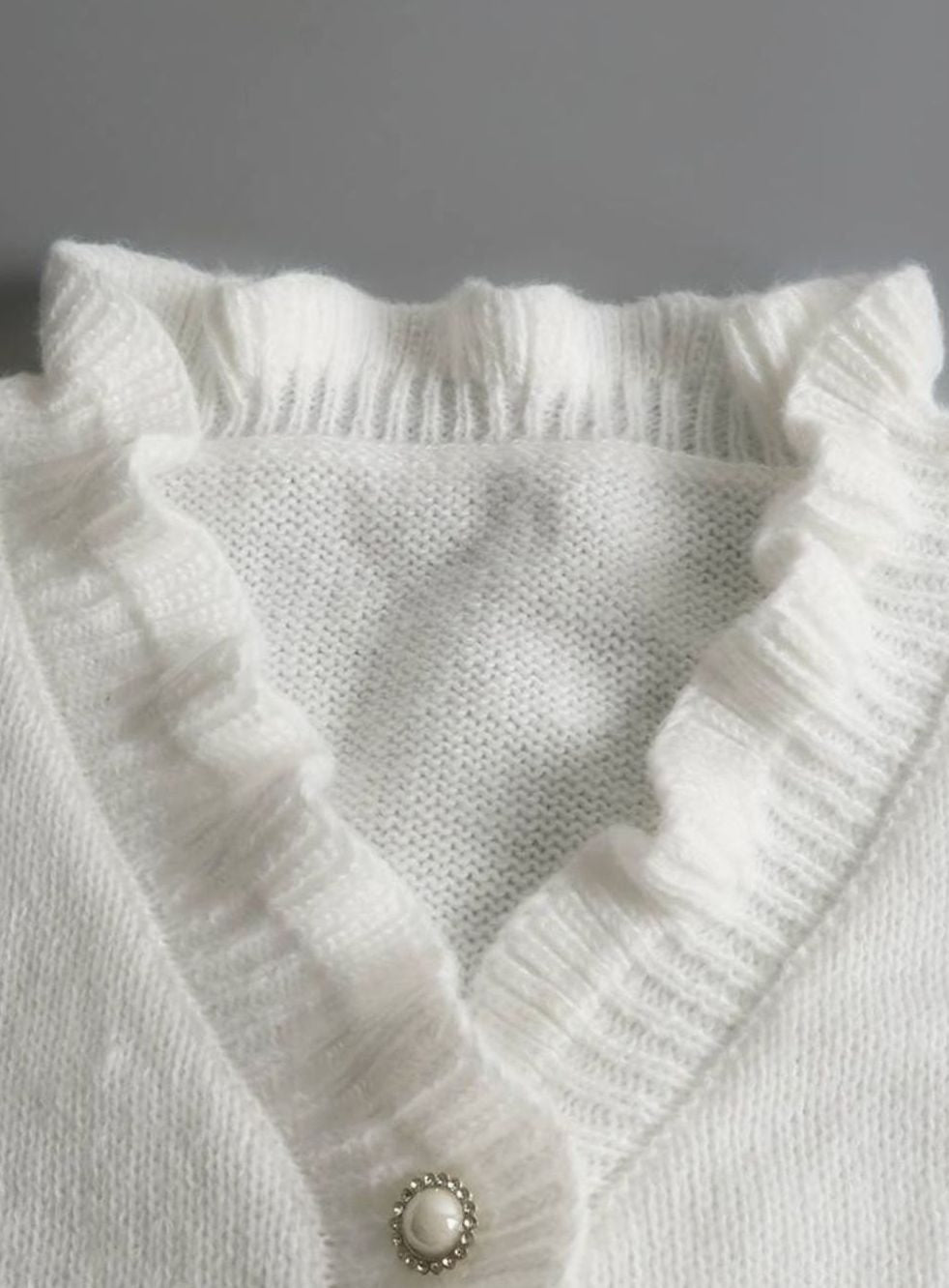 Women's Frilly Ruffle Blouse Relaxed-Fit Button-Front Knit Top