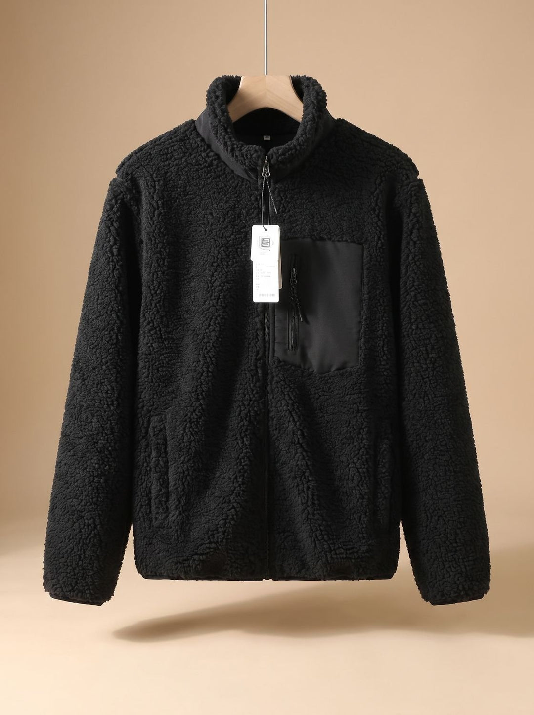 Women's Full Zip-Up Sherpa Fleece Relaxed-Fit Jacket - Black