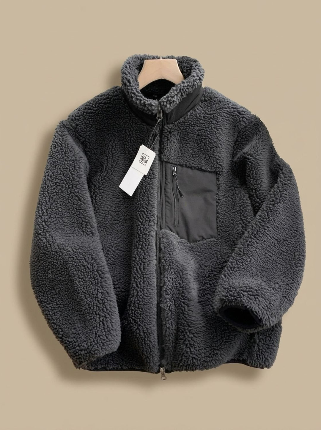 Women's Full Zip-Up Sherpa Fleece Relaxed-Fit Jacket - Grey