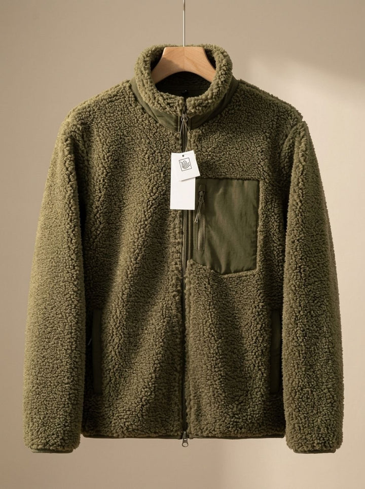 Women's Full Zip-Up Sherpa Fleece Relaxed-Fit Jacket - Army Green