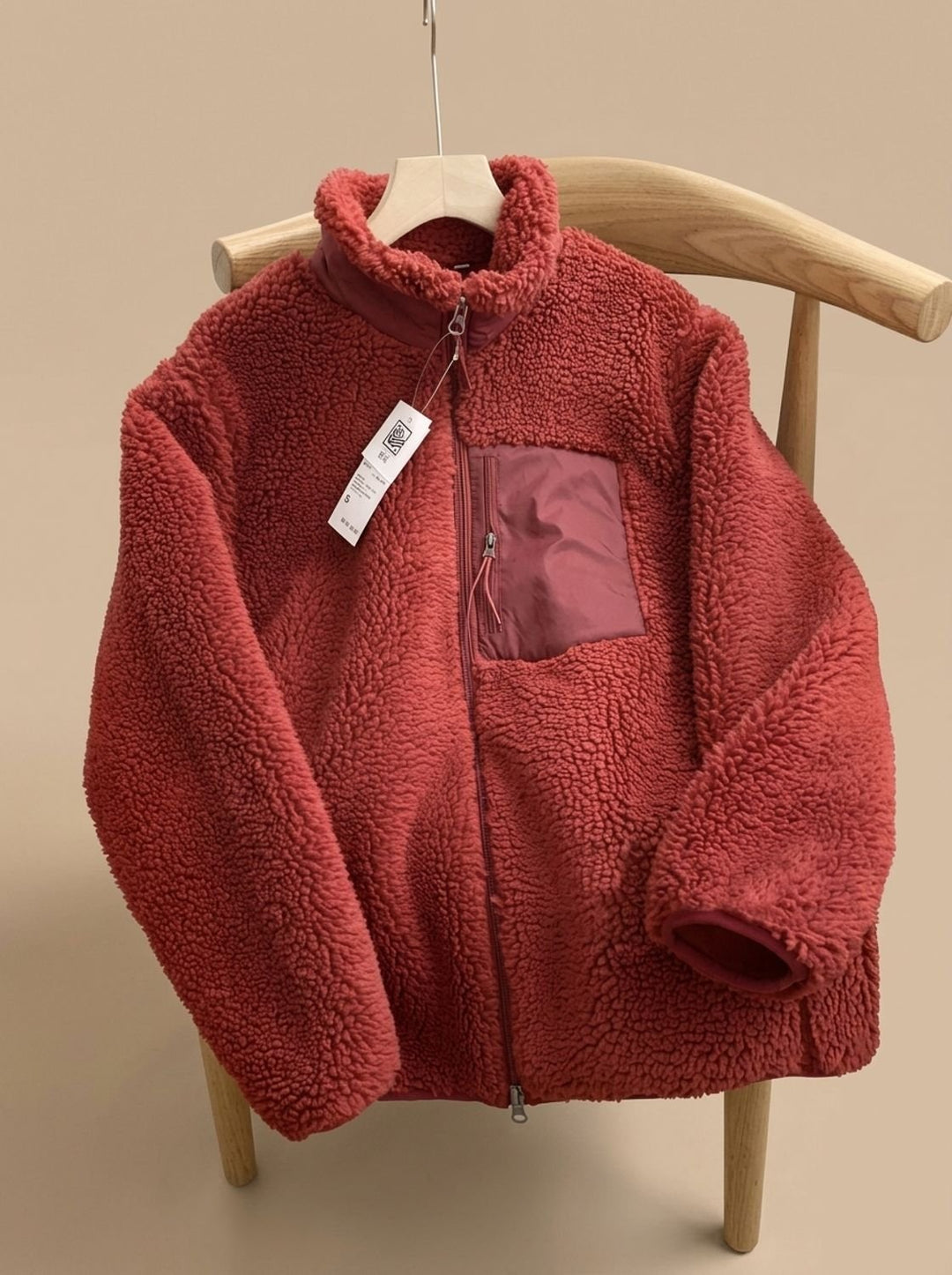 Women's Full Zip-Up Sherpa Fleece Relaxed-Fit Jacket - Red