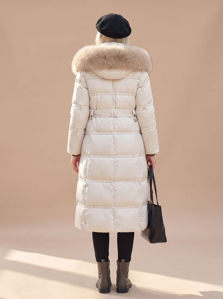 Women's Fur-Hood Quilted Long Puffer Coat