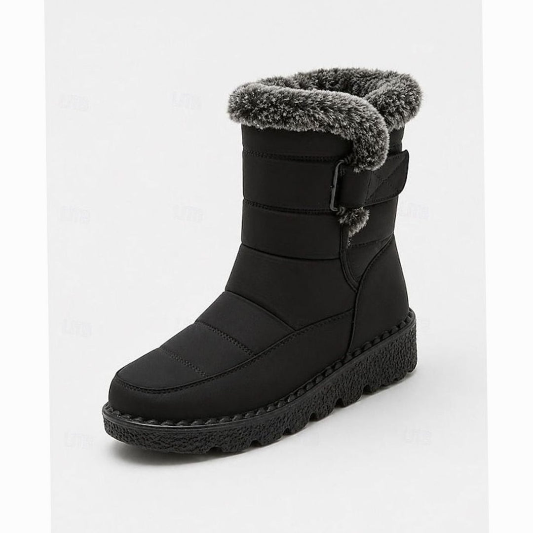 Women's Fur-Trimmed Quilted Snow Boots Grip Sole
