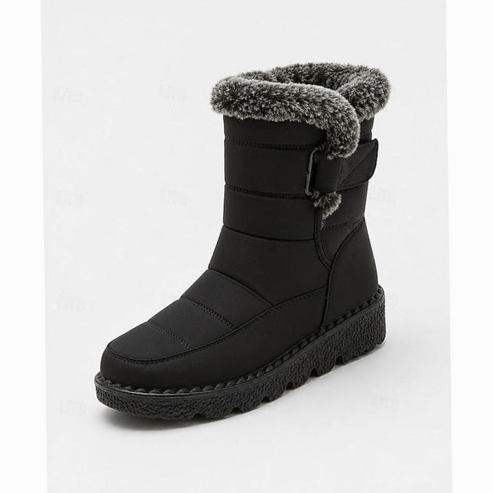 Women's Fur-Trimmed Quilted Snow Boots Grip Sole